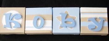 Personalised Canvas 'Koby' Blue/Cream/Beige